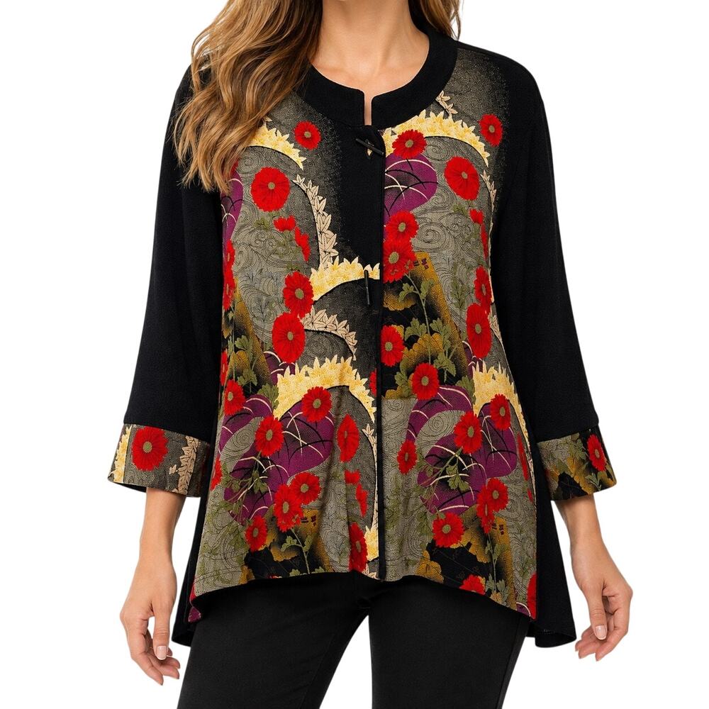 Moonlight by Y&S Sz XL Asian Wearable Art to Wear Blouse Shirt Top Unique
